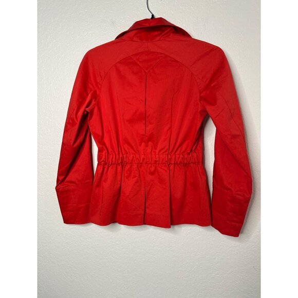 Carlisle Women’s Stretch Red Jacket Roll Tab Sleeve Full Zipper Snap Buttons Sz - Picture 4 of 7